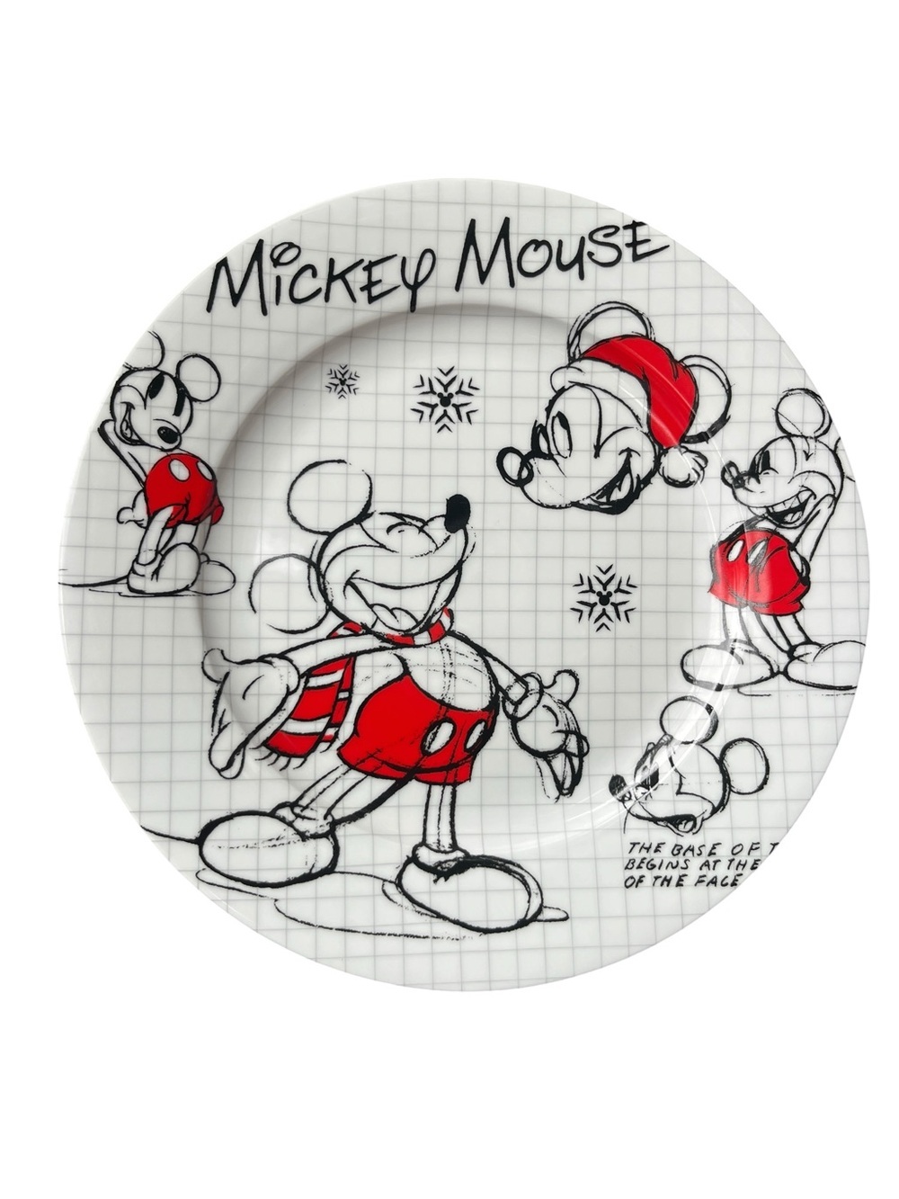 Disney Christmas Holiday Sketchbook Santa Mickey Mouse 10.5" Dinner Plate